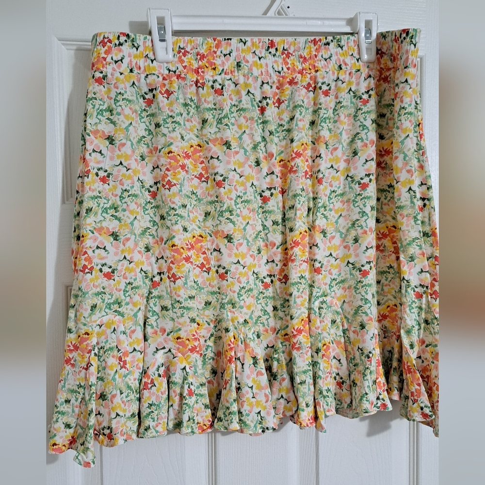 Floral Print Elastic Waist Skirt from Loft